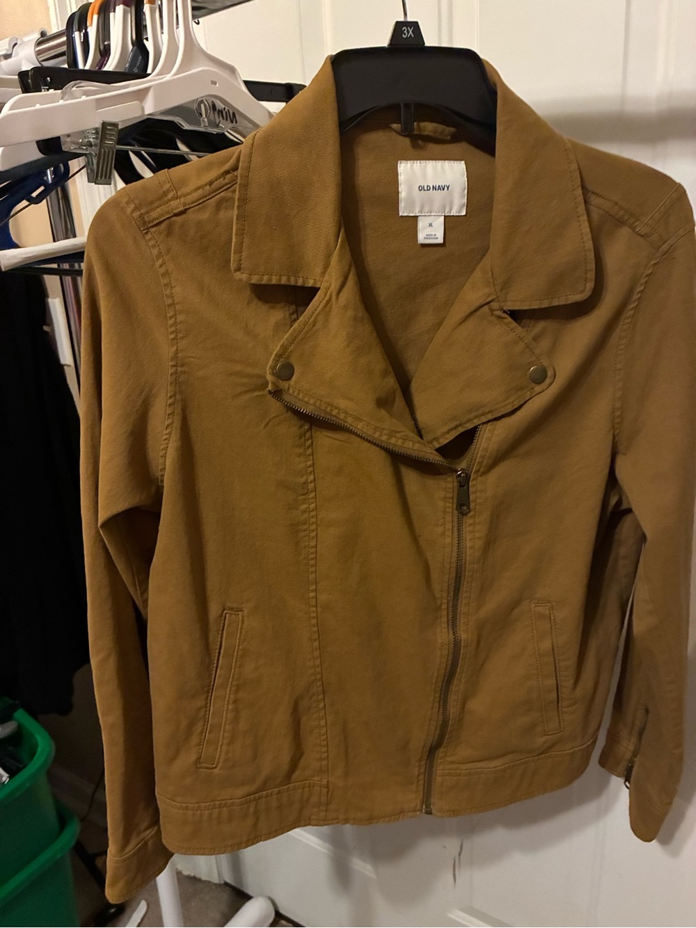 Old Navy Women’s Size M Asymmetrical Full Zip Jacket cotton Tan